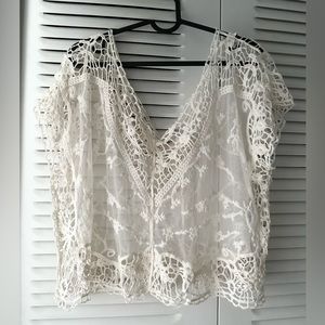 Boho top. White. Size M. Loose fit.